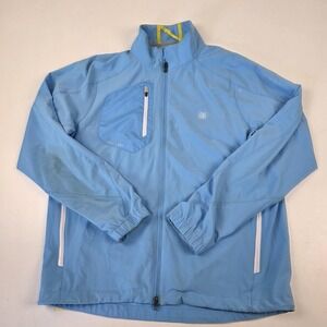 Zero Restriction Jacket Mens Large Blue Full Zip Golf Windbreaker Softshell